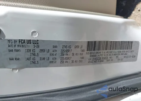 2020 Dodge Grand Caravan Sxt z USA, uszkodzony, nr VIN 2C4RDGCG8LR206528